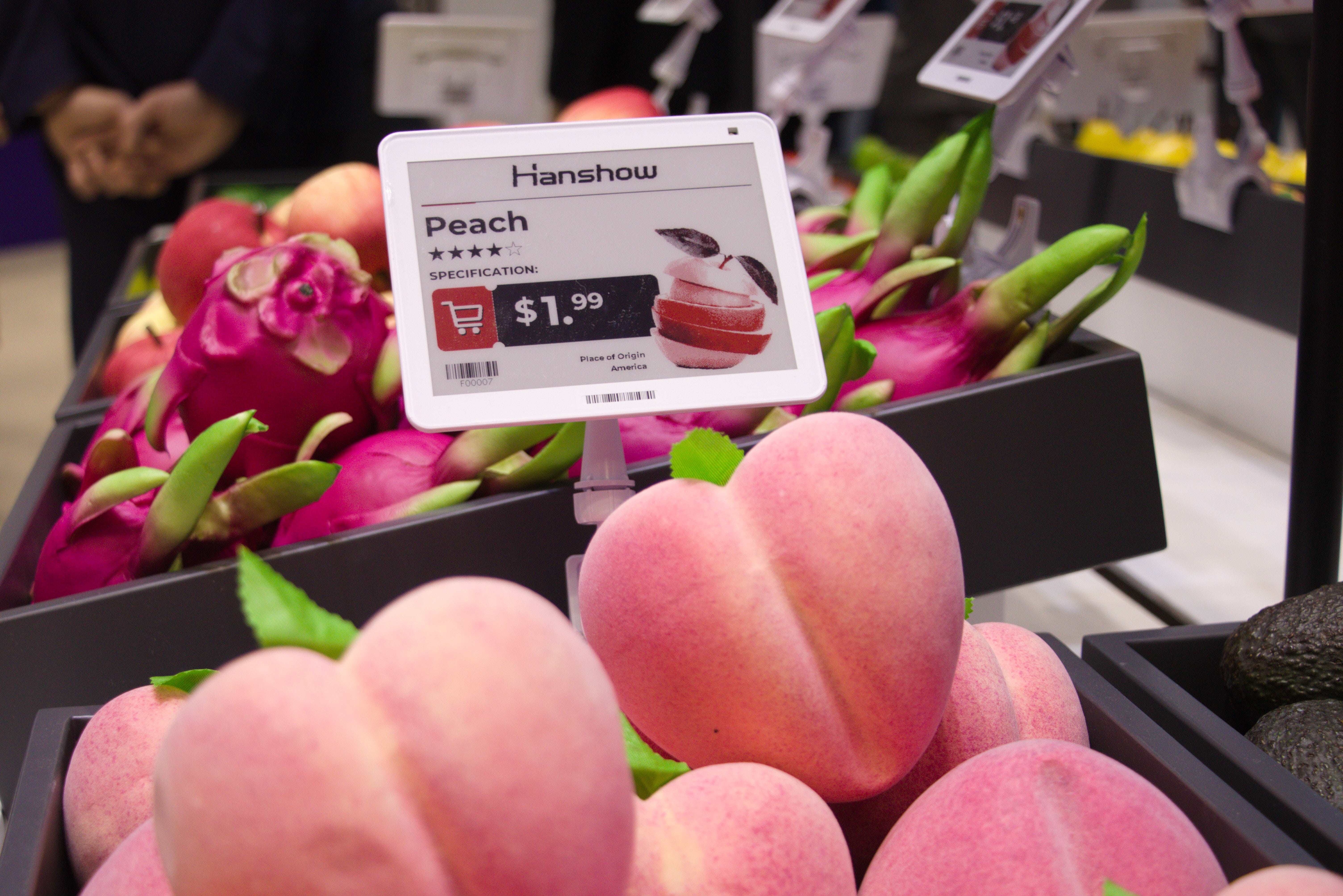 electronic shelf labels work in sync with AIoT devices in grocery stores.
